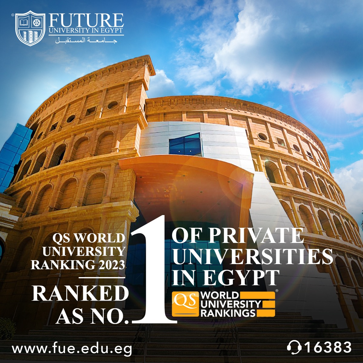 Future University in Egypt (FUE) is the top private university according to QS World University Rankings